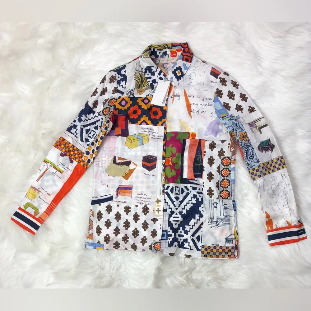 NWT Tory Burch Sienna Printed Silk Shirt Blouse